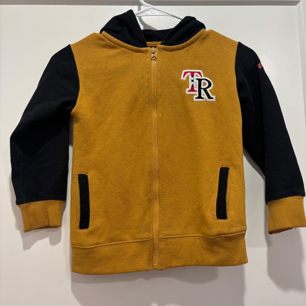True Religion Kids World Tour Buddha Zip Up Hoodie Yellow Black Size M 5/6